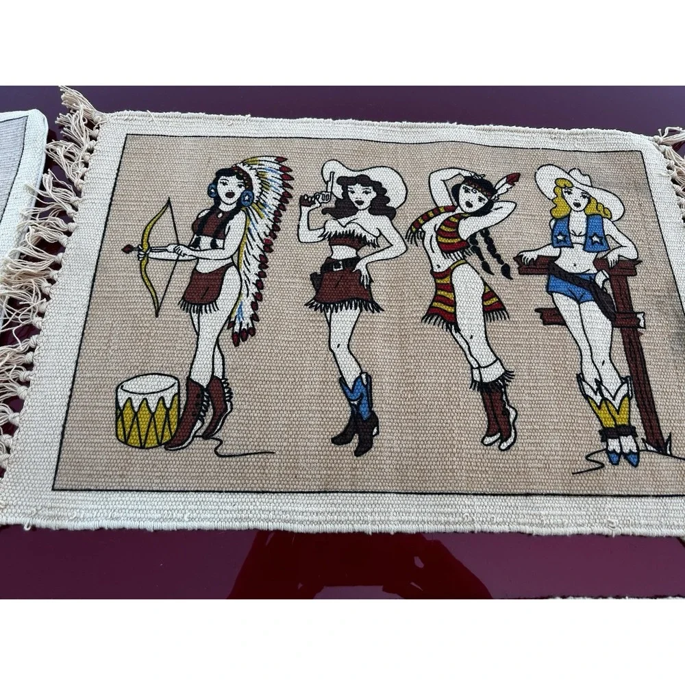 Vintage El Paso Saddleblanket 4 Pc Western Cowgirl Decor Set Wall Hanging